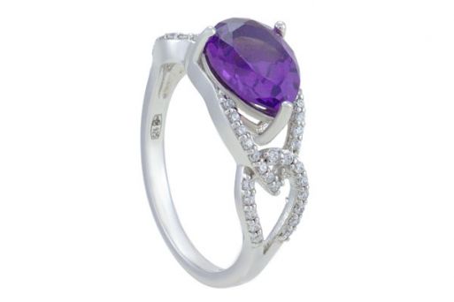 Серебряное кольцо с александритом и фианитами 57651 купить в магазине Самоцветы мира