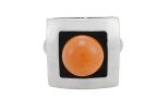 Кольцо из серебра с кораллом оранжевым шар 9 мм геометрия 57784