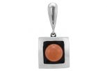 Кулон из серебра с кораллом оранжевым шар 9 мм геометрия 57786 