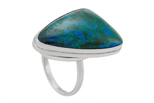 Серебряное кольцо с хризоколлой 57835 купить в магазине Самоцветы мира