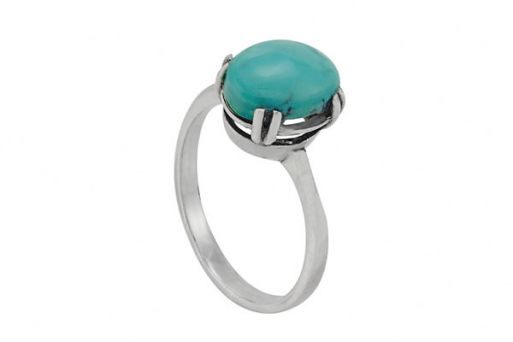 Серебряное кольцо с натуральной бирюзой 57881 купить в магазине Самоцветы мира