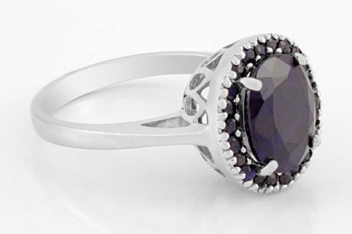 Серебряное кольцо с сапфиром 58150 купить в магазине Самоцветы мира