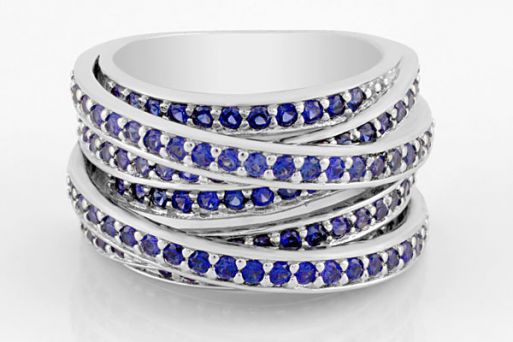 Серебряное кольцо с сапфиром синтетическим 58159 купить в магазине Самоцветы мира