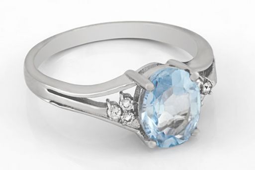 Серебряное кольцо с топазом и фианитами 58196 купить в магазине Самоцветы мира