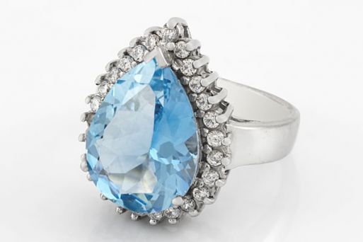 Серебряное кольцо с топазом и фианитами 58222 купить в магазине Самоцветы мира