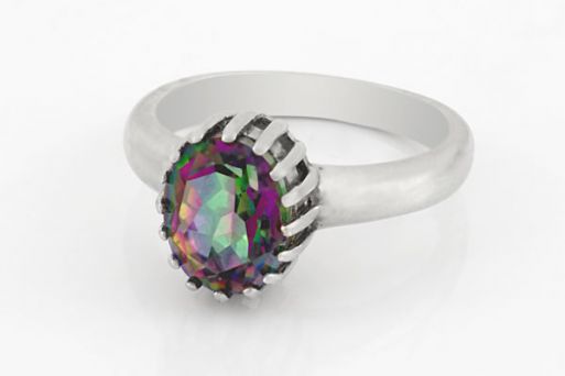 Серебряное кольцо с аметистом мистик 58310 купить в магазине Самоцветы мира