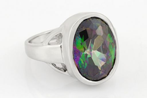 Серебряное кольцо с аметистом мистик 58313 купить в магазине Самоцветы мира