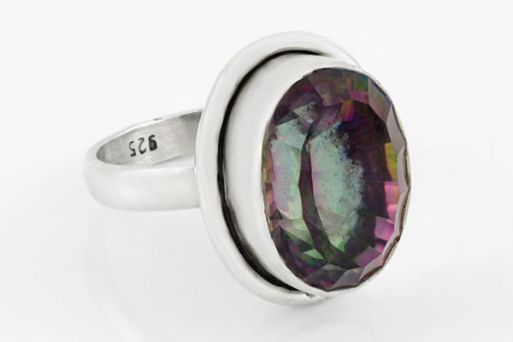 Серебряное кольцо с аметистом мистик 58314 купить в магазине Самоцветы мира