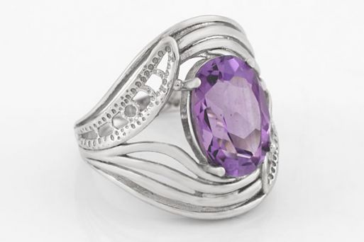 Серебряное кольцо с аметистом 58676 купить в магазине Самоцветы мира