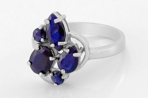 Серебряное кольцо с сапфиром 59095 купить в магазине Самоцветы мира