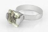 Кольцо из серебра с празиолитом квадрат 10х10 мм 59449