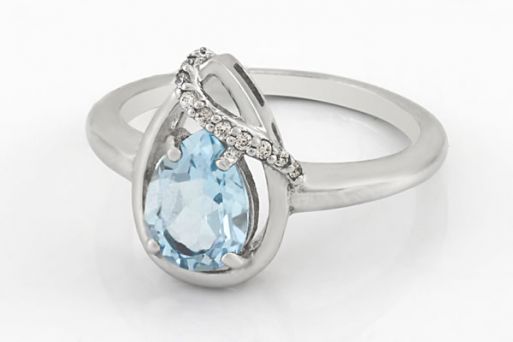 Серебряное кольцо с топазом и фианитами 59524 купить в магазине Самоцветы мира