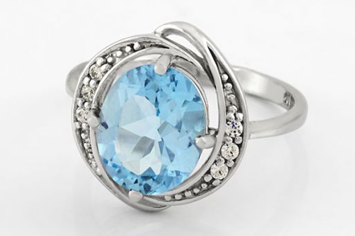 Серебряное кольцо с топазом и фианитами 59534 купить в магазине Самоцветы мира