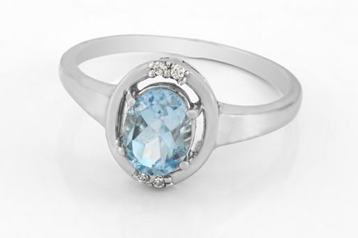 Серебряное кольцо с топазом и фианитами 59538 купить в магазине Самоцветы мира