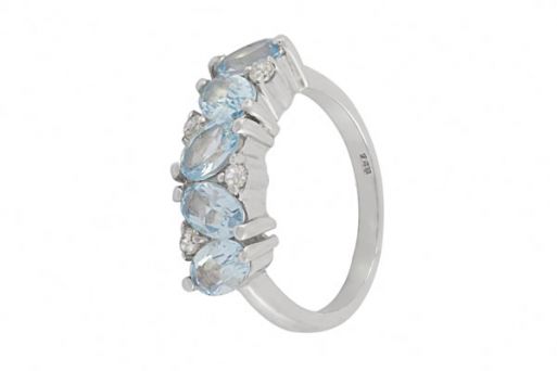 Серебряное кольцо с топазом и фианитами 59732 купить в магазине Самоцветы мира