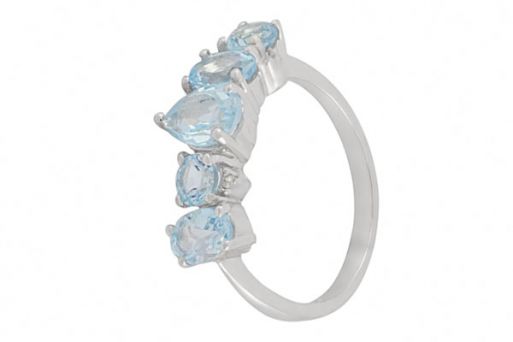 Серебряное кольцо с топазом и фианитами 59733 купить в магазине Самоцветы мира