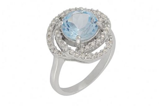 Серебряное кольцо с топазом и фианитами 59737 купить в магазине Самоцветы мира