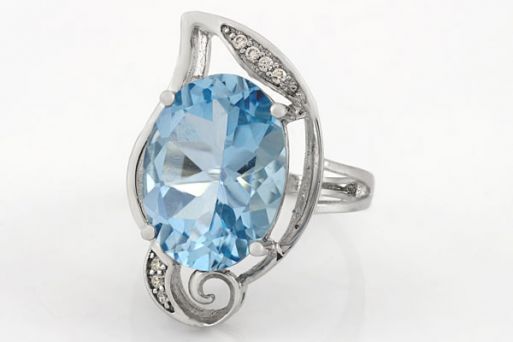 Серебряное кольцо с топазом и фианитами 60386 купить в магазине Самоцветы мира