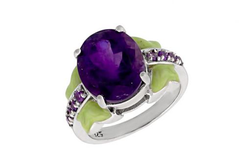 Серебряное кольцо с аметистом 60408 купить в магазине Самоцветы мира