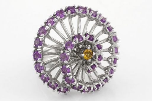 Серебряное кольцо с аметистом 60412 купить в магазине Самоцветы мира
