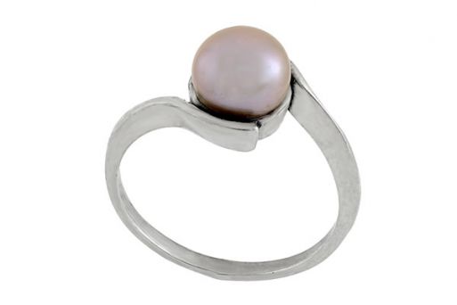 Серебряное кольцо с сиреневым жемчугом капля малая 60633 купить в магазине Самоцветы мира