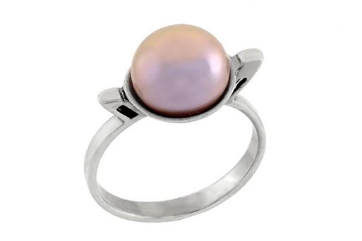 Серебряное кольцо с сиреневым жемчугом Чаша 60638 купить в магазине Самоцветы мира