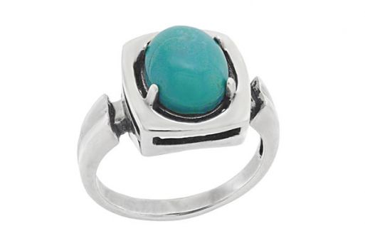 Серебряное кольцо с натуральной бирюзой 60698 купить в магазине Самоцветы мира