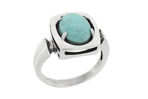 Серебряное кольцо с натуральной бирюзой 60699 купить в магазине Самоцветы мира