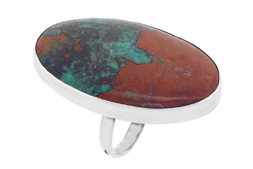 Серебряное кольцо с хризоколлой 60707 купить в магазине Самоцветы мира