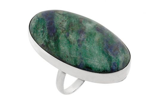 Серебряное кольцо с зелёным авантюрином 25321 купить в магазине Самоцветы мира