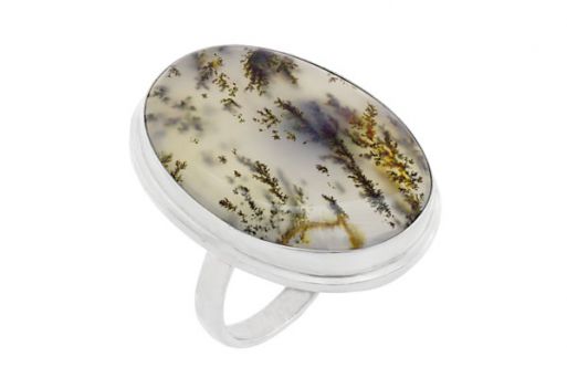 Серебряное кольцо с пейзажным агатом 60724 купить в магазине Самоцветы мира