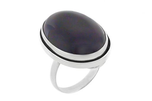 Серебряное кольцо с чёрным агатом 60725 купить в магазине Самоцветы мира