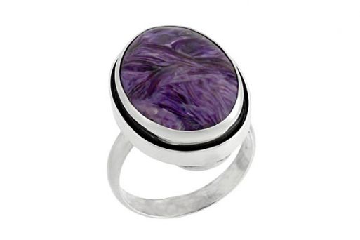 Серебряное кольцо с чароитом 60740 купить в магазине Самоцветы мира