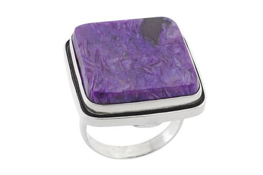 Серебряное кольцо с чароитом 60741 купить в магазине Самоцветы мира