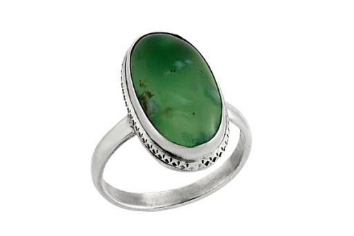 Серебряное кольцо с хризопразом 60774 купить в магазине Самоцветы мира