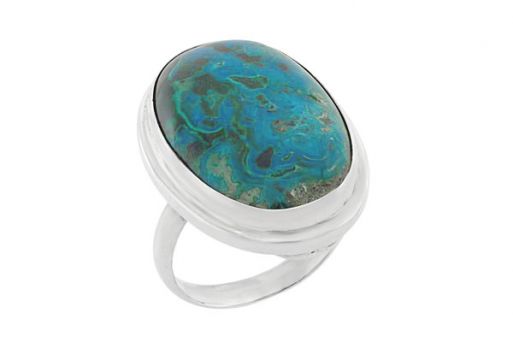 Серебряное кольцо с хризоколлой 60775 купить в магазине Самоцветы мира