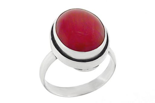 Серебряное кольцо с красным кораллом 60810 купить в магазине Самоцветы мира