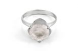 Кольцо из серебра с розовым кварцем круг 10 мм 61017