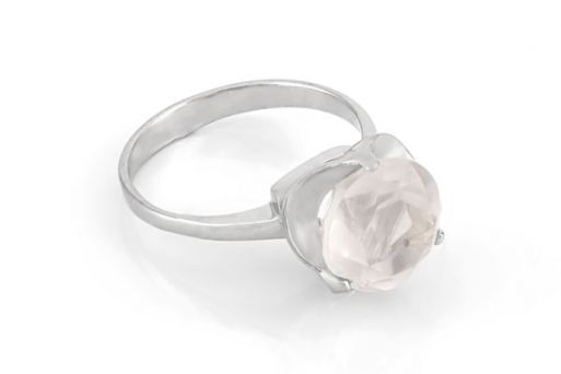 Серебряное кольцо с розовым кварцем 61017 купить в магазине Самоцветы мира