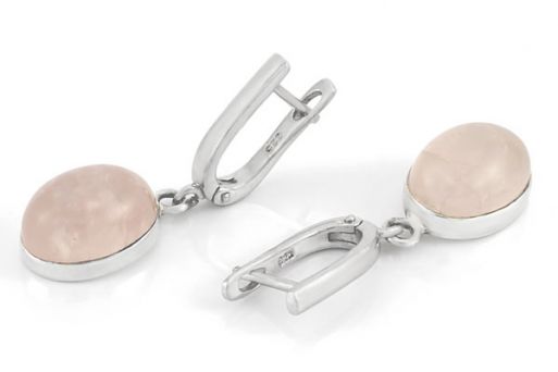 Серебряные серьги с розовым кварцем 61018 купить в магазине Самоцветы мира