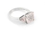 Кольцо из серебра с розовым кварцем квадрат и треугольники мм 61024