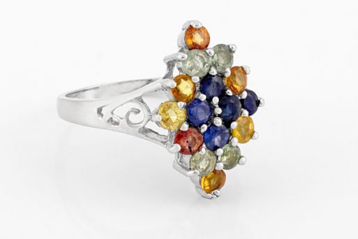 Серебряное кольцо с сапфиром 61182 купить в магазине Самоцветы мира