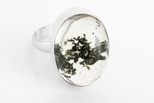 Серебряное кольцо с кварцем и хлоритом 61388 купить в магазине Самоцветы мира