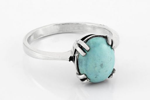Серебряное кольцо с натуральной бирюзой 61443 купить в магазине Самоцветы мира