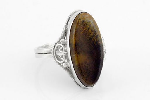 Серебряное кольцо с пейзажным агатом 61471 купить в магазине Самоцветы мира