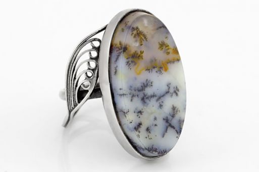 Мельхиоровое кольцо с агатом 61497 купить в магазине Самоцветы мира