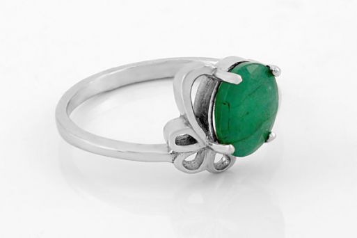 Серебряное кольцо с изумрудом 61627 купить в магазине Самоцветы мира