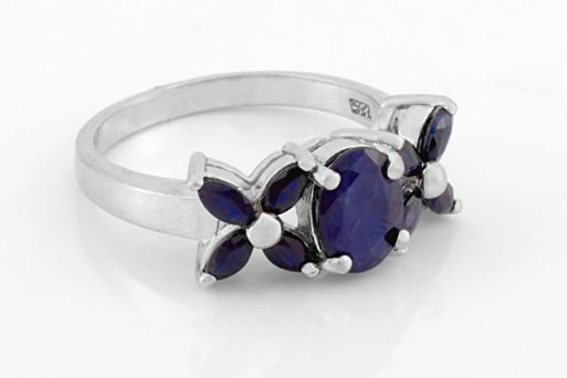 Серебряное кольцо с сапфиром 61659 купить в магазине Самоцветы мира