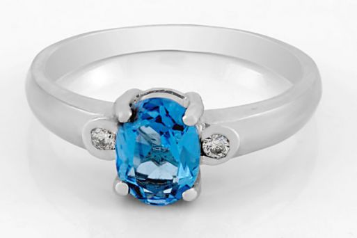Серебряное кольцо с топазом и фианитами 61760 купить в магазине Самоцветы мира