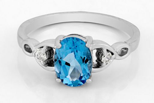 Серебряное кольцо с топазом и фианитами 61761 купить в магазине Самоцветы мира